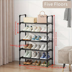 Shoe Rack | Multi-Tier Black Metal Organizer with Stackable Design Ð Efficient Shoe Storage for Space-Saving Solutions 0