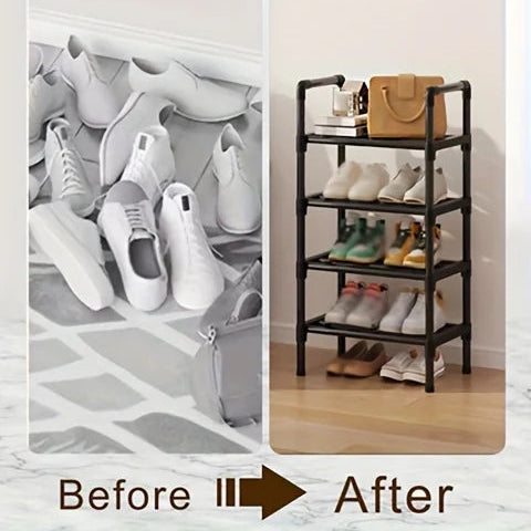 Shoe Rack | Multi-Tier Black Metal Organizer with Stackable Design Ð Efficient Shoe Storage for Space-Saving Solutions 7