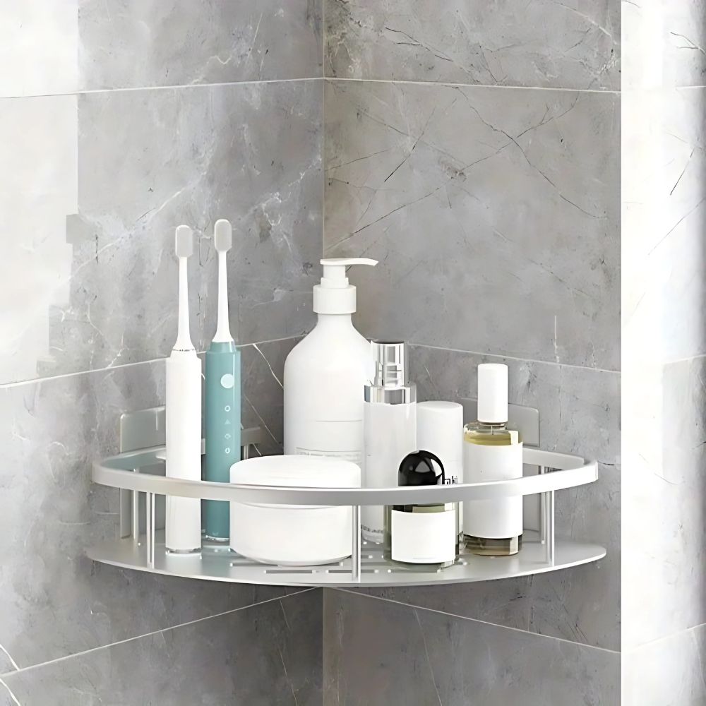 Shower caddy – Premium aluminum – Curved design – Wall-mounted organizer for modern bathrooms 0