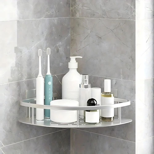 Shower caddy – Premium aluminum – Curved design – Wall-mounted organizer for modern bathrooms 0