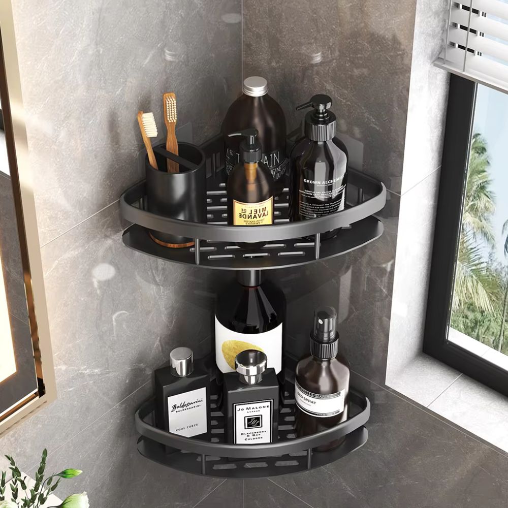 Shower caddy – Premium aluminum – Curved design – Wall-mounted organizer for modern bathrooms 1