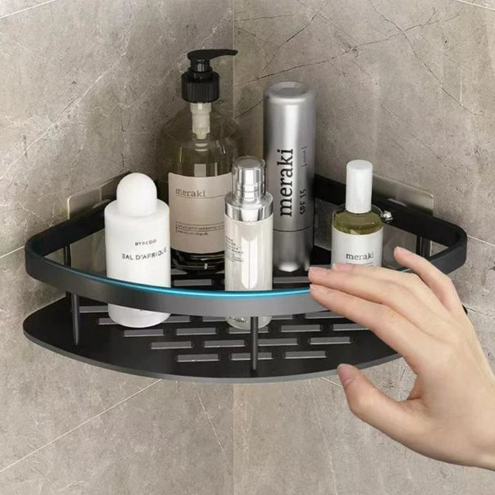 Shower caddy – Premium aluminum – Curved design – Wall-mounted organizer for modern bathrooms 2