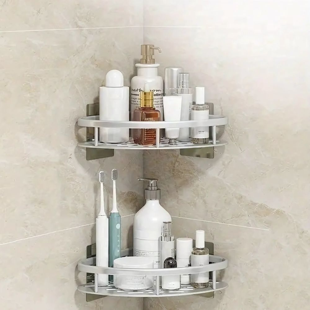 Shower caddy – Premium aluminum – Curved design – Wall-mounted organizer for modern bathrooms 3
