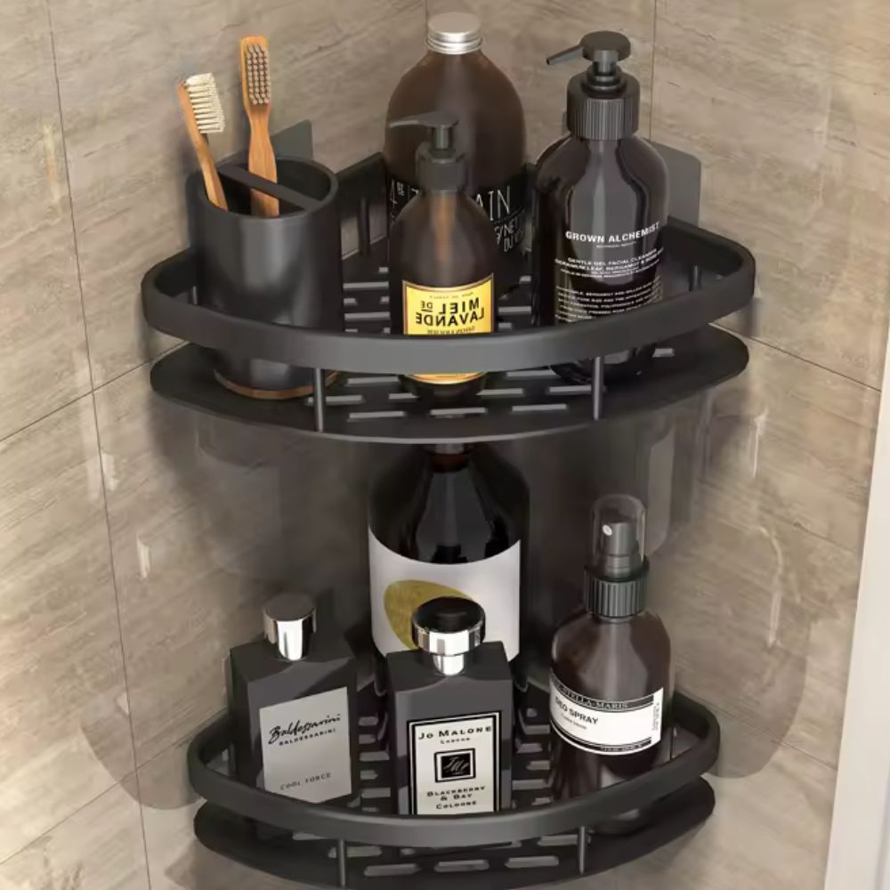 Shower caddy – Premium aluminum – Curved design – Wall-mounted organizer for modern bathrooms 5