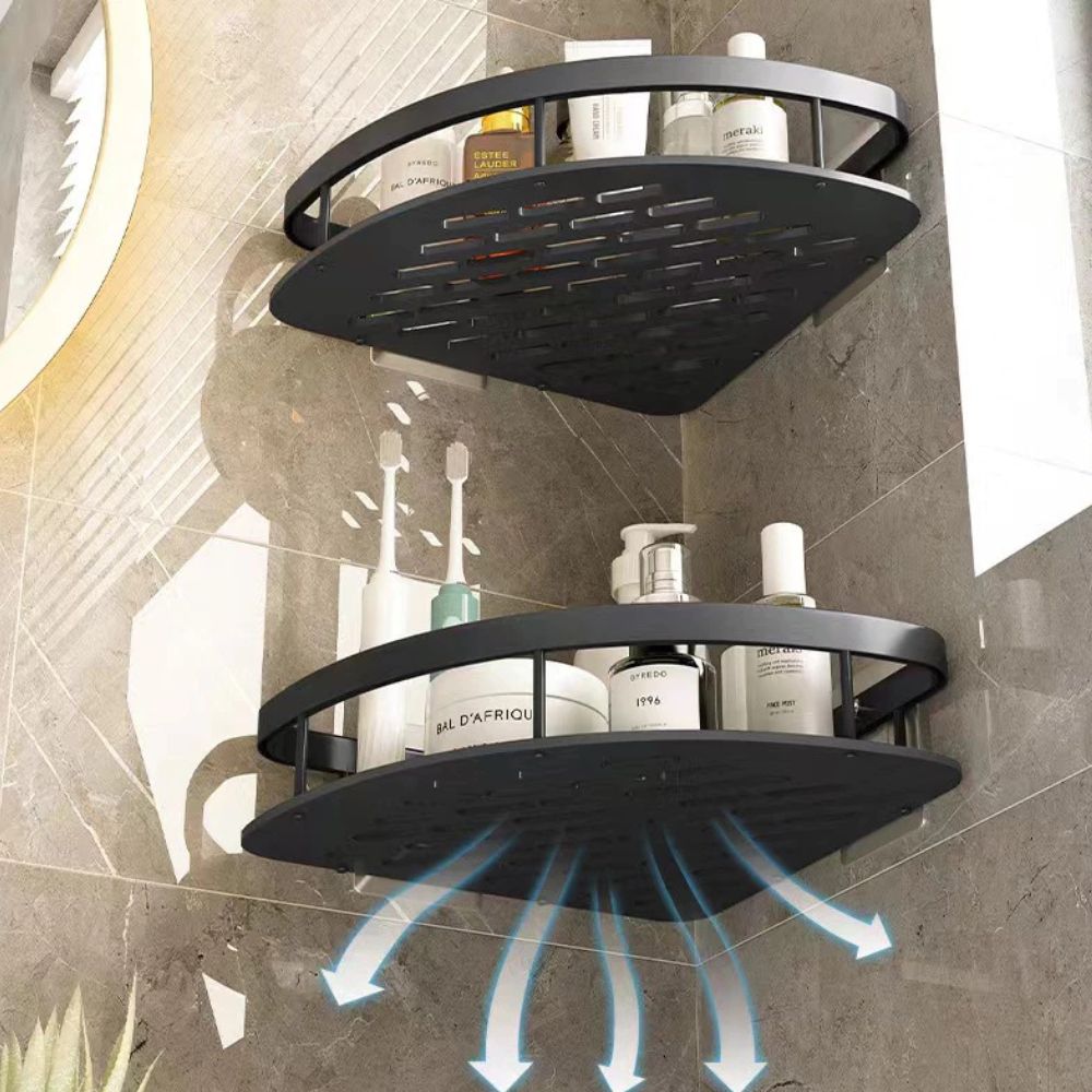 Shower caddy – Premium aluminum – Curved design – Wall-mounted organizer for modern bathrooms 8