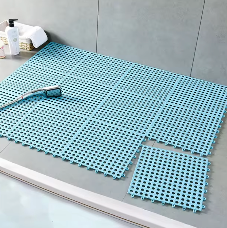 Shower tiles – Antibacterial plastic – Non-slip design – Easy assembly – 11.8 x 11.8 in 1