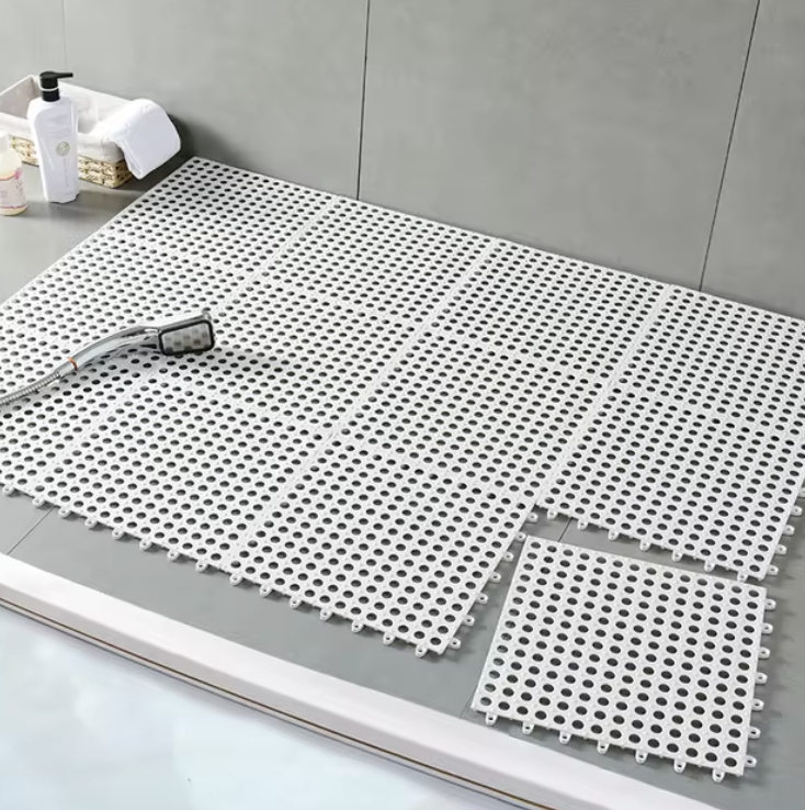 Shower tiles – Antibacterial plastic – Non-slip design – Easy assembly – 11.8 x 11.8 in 3