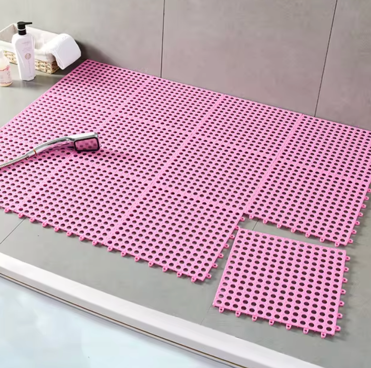 Shower tiles – Antibacterial plastic – Non-slip design – Easy assembly – 11.8 x 11.8 in 4
