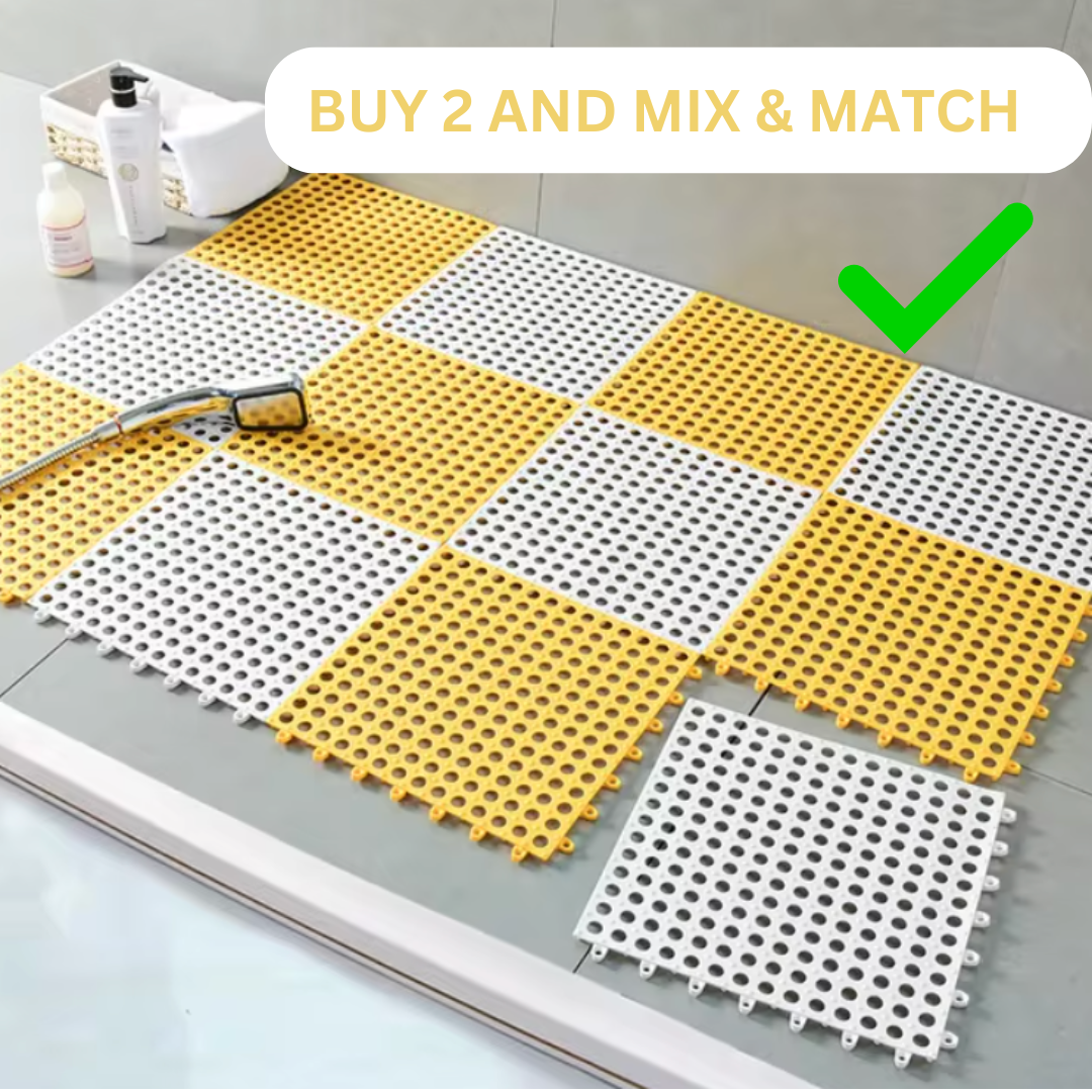 Shower tiles – Antibacterial plastic – Non-slip design – Easy assembly – 11.8 x 11.8 in 6