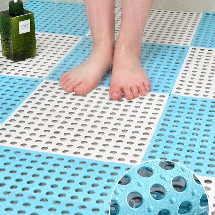 Shower tiles – Antibacterial plastic – Non-slip design – Easy assembly – 11.8 x 11.8 in 7