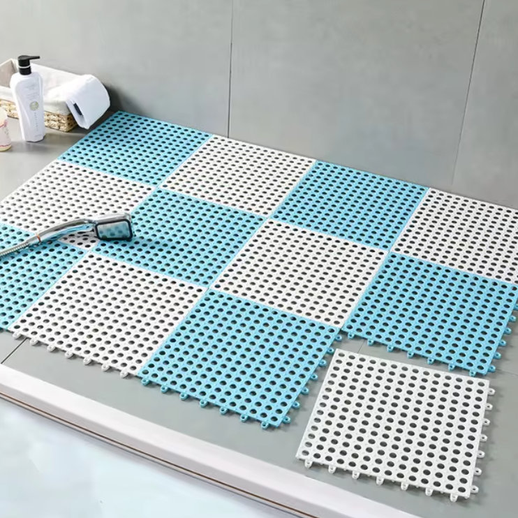 Shower tiles – Antibacterial plastic – Non-slip design – Easy assembly – 11.8 x 11.8 in 8