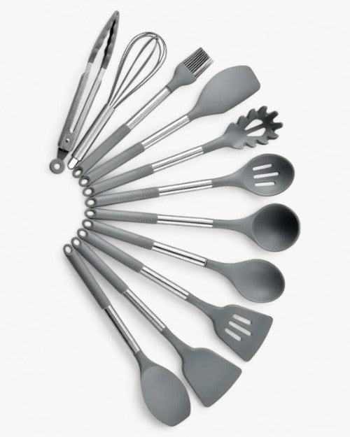 Silicone utensil set – 13-piece – BPA-free – Heat resistant – Beige latte kitchen tools 0