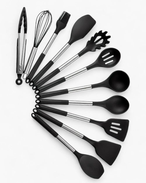 Silicone utensil set – 13-piece – BPA-free – Heat resistant – Beige latte kitchen tools 5