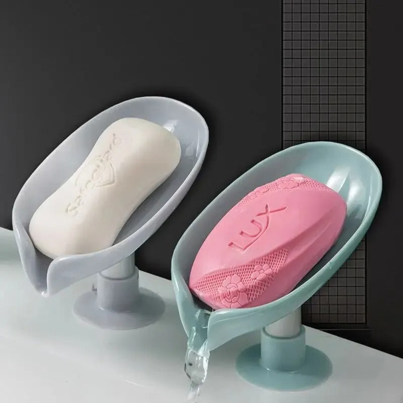 Soap holder – Leaf design – Durable plastic – Shower or kitchen use – 2-pack with suction cups 5