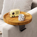 Sofa Arm Tray Table in Walnut Finish – Adjustable Clip-On Armrest Tray for Drinks and Snacks, Fits 2 to 10 Wide Armrests 0