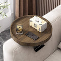 Sofa Arm Tray Table in Walnut Finish – Adjustable Clip-On Armrest Tray for Drinks and Snacks, Fits 2 to 10 Wide Armrests 1