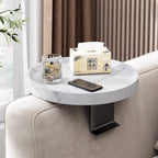 Sofa Arm Tray Table in Walnut Finish – Adjustable Clip-On Armrest Tray for Drinks and Snacks, Fits 2 to 10 Wide Armrests 2