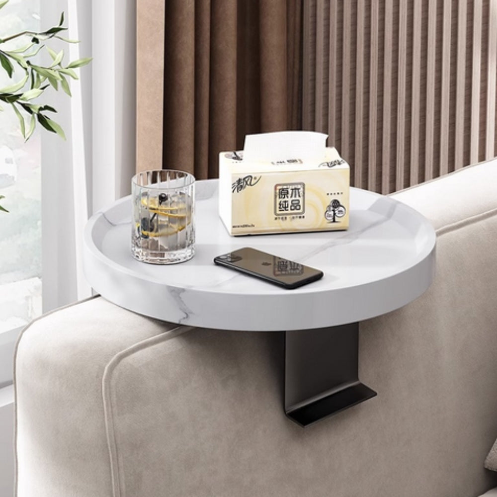 Sofa Arm Tray Table in Walnut Finish – Adjustable Clip-On Armrest Tray for Drinks and Snacks, Fits 2 to 10 Wide Armrests 2