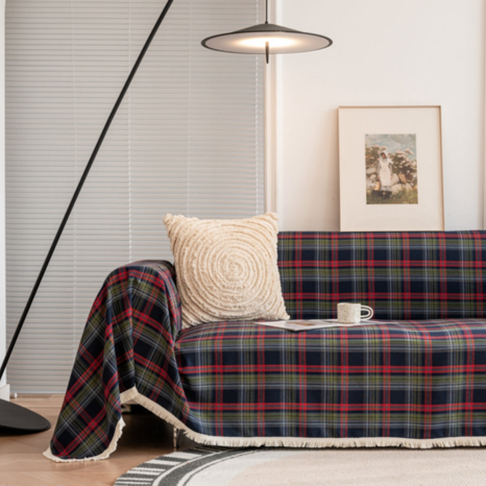Soft microfiber blend sofa cover in a classic plaid design, measuring 70.9 × 86.6 inches. This protective couch slipcover adds style 8