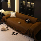 Sofa cover – Breathable microfiber – Stylish tassels – Protective slipcover for long sofas and sectionals 0