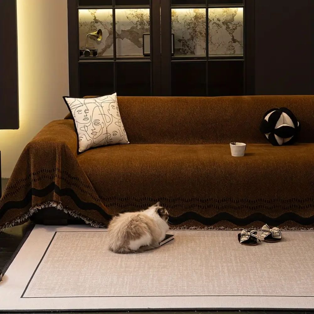 Sofa cover – Breathable microfiber – Stylish tassels – Protective slipcover for long sofas and sectionals 2