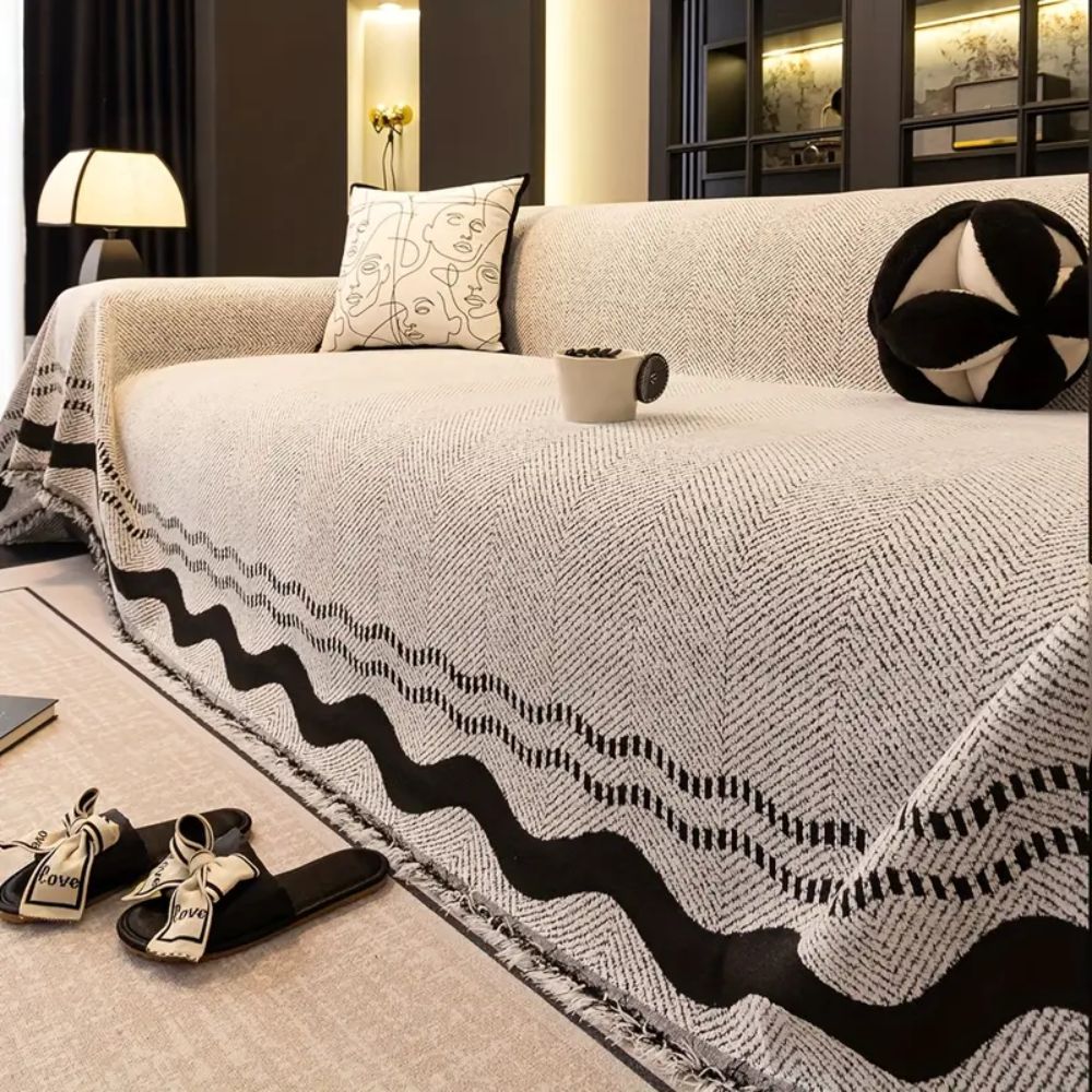Sofa cover – Breathable microfiber – Stylish tassels – Protective slipcover for long sofas and sectionals 4