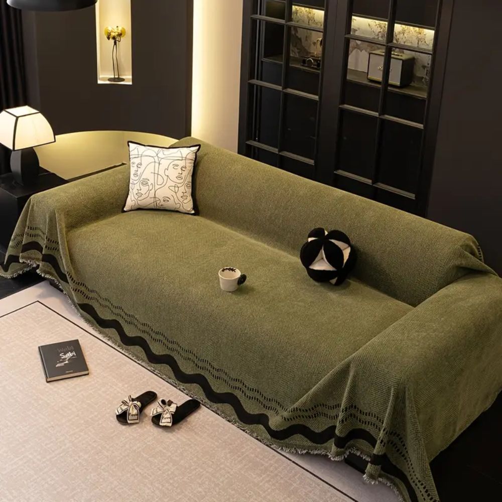 Sofa cover – Breathable microfiber – Stylish tassels – Protective slipcover for long sofas and sectionals 6