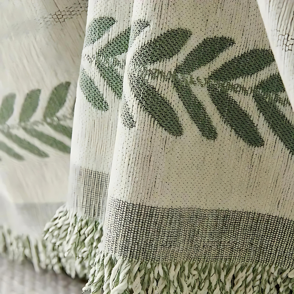 Sofa cover – Chenille cotton blend – Pet-friendly and stain-resistant – Rustic tassel design 6