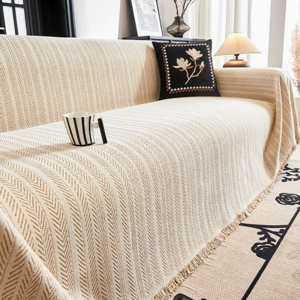 Sofa cover – Herringbone chenille – Pet-friendly design – Machine washable slipcover 0