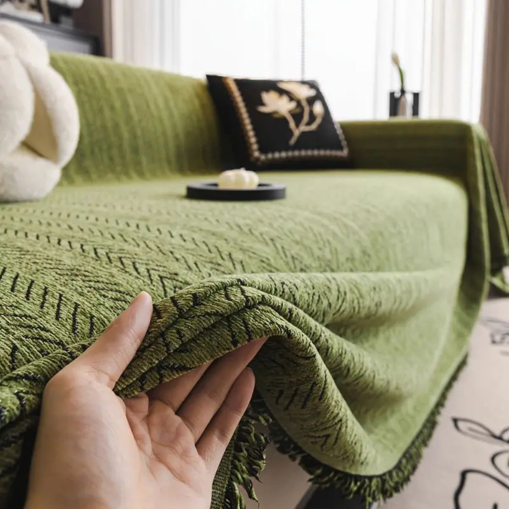 Sofa cover – Herringbone chenille – Pet-friendly design – Machine washable slipcover 4