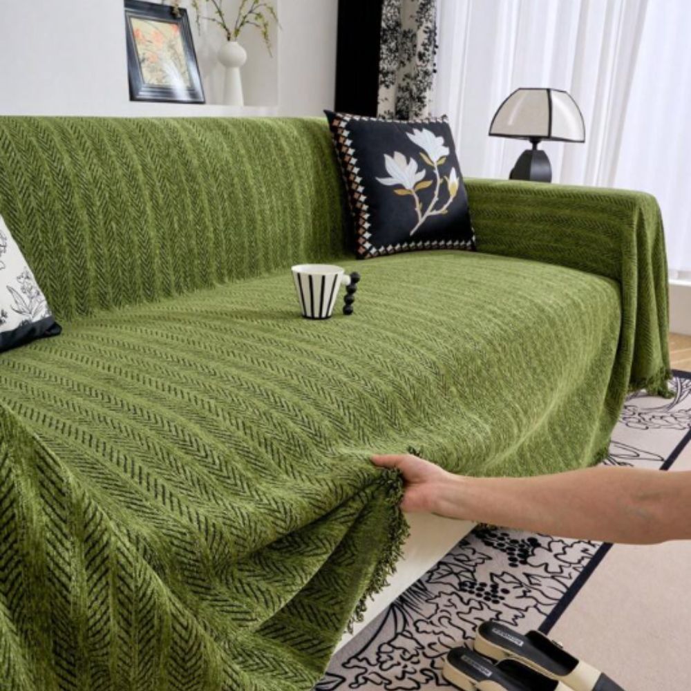 Sofa cover – Herringbone chenille – Pet-friendly design – Machine washable slipcover 7