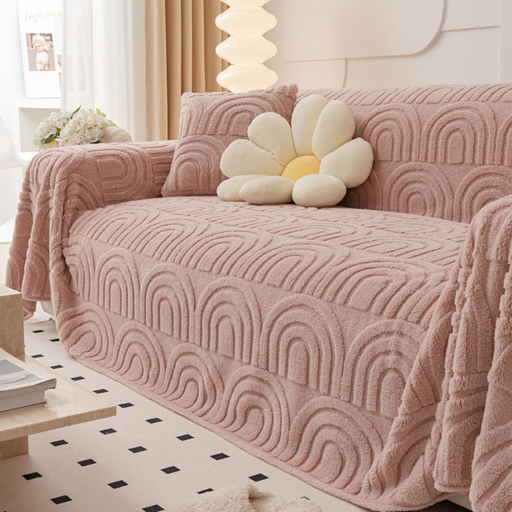 Sofa cover – Plush microfiber blend – Elegant curve design – Stylish protection for living room furniture 2