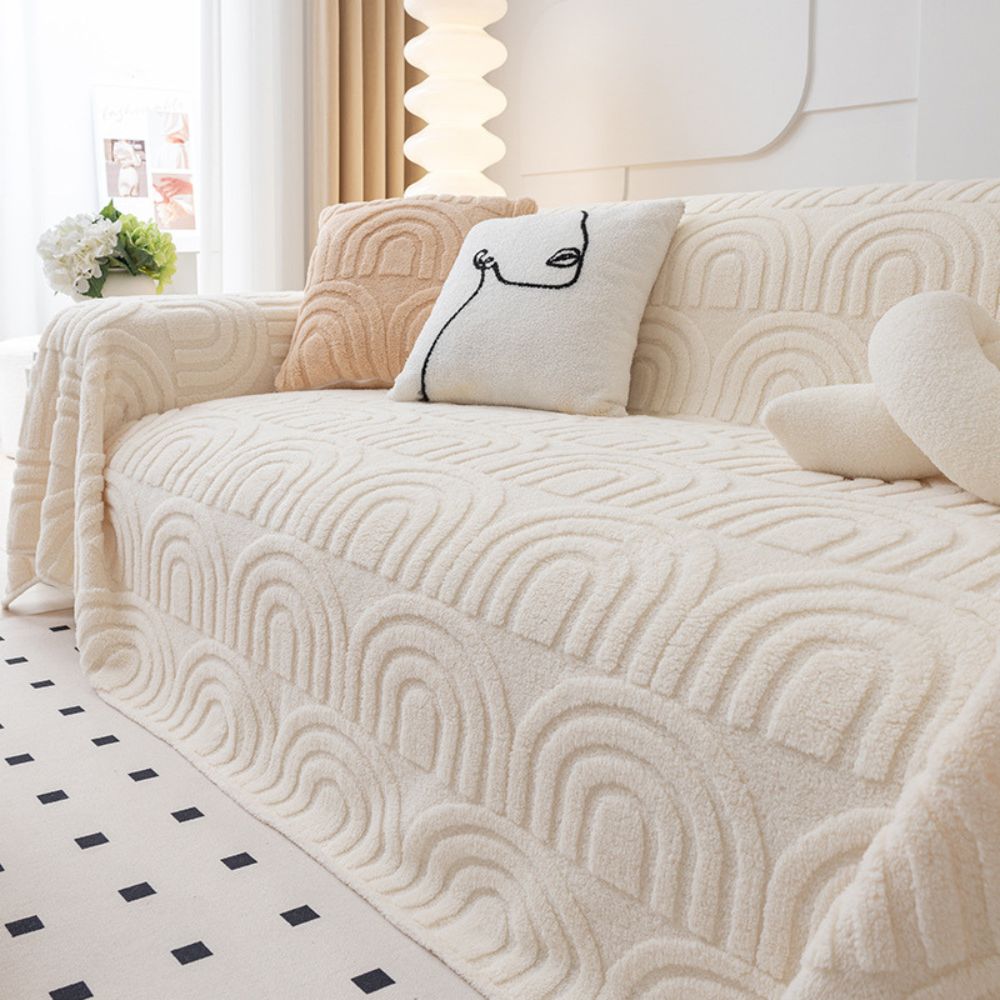 Sofa cover – Plush microfiber blend – Elegant curve design – Stylish protection for living room furniture 4