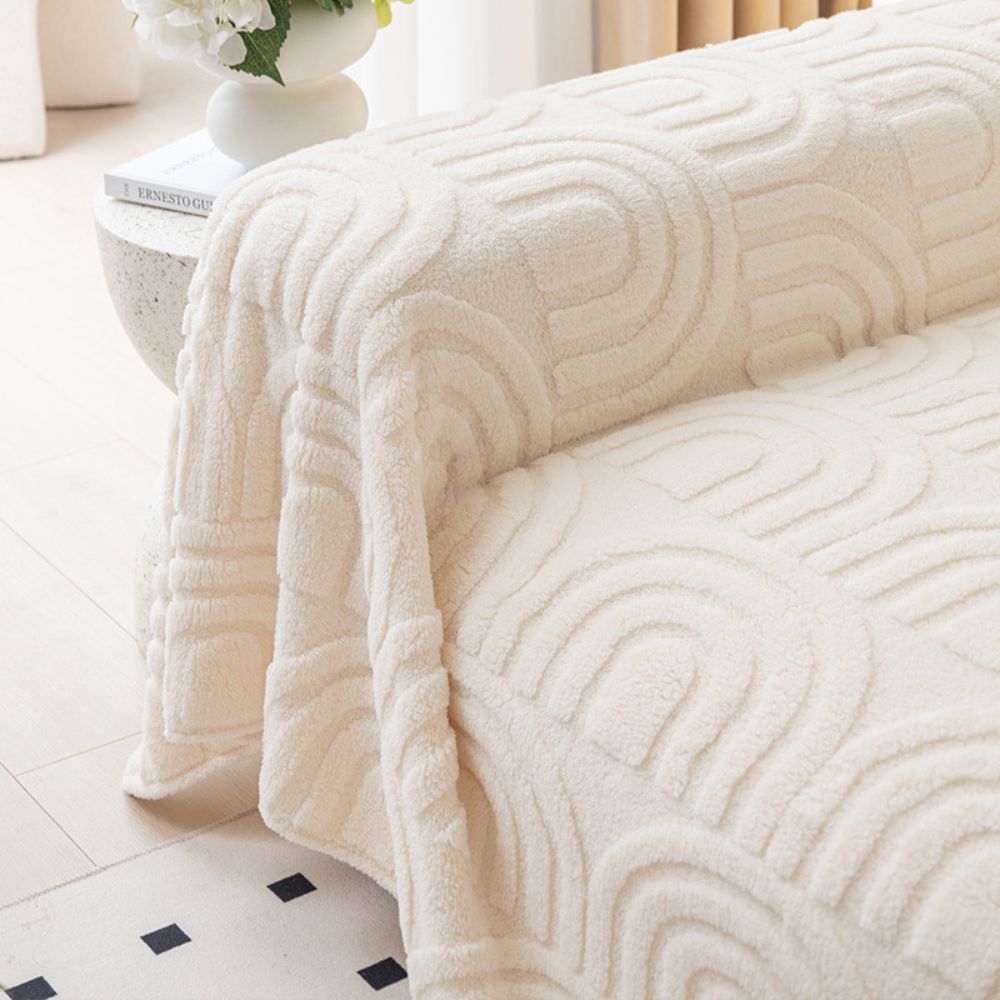 Sofa cover – Plush microfiber blend – Elegant curve design – Stylish protection for living room furniture 6