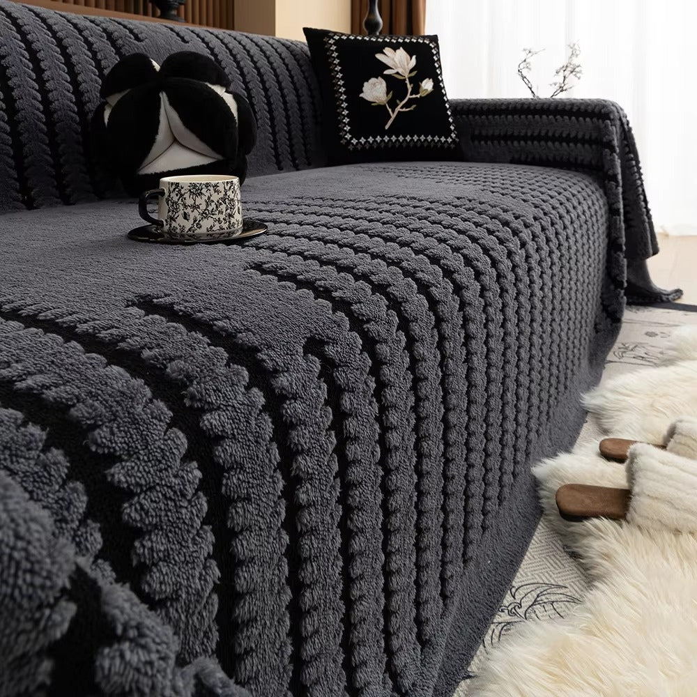 Sofa cover – Plush microfibre – Vintage tufted design – Non-slip fit for sectional or loveseat 6
