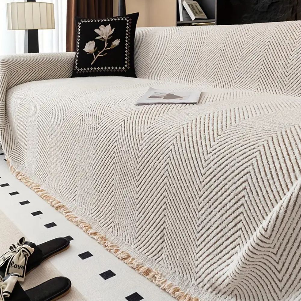 Sofa cover – Premium microfiber blend – Stripe herringbone design – Non-slip and machine washable 2