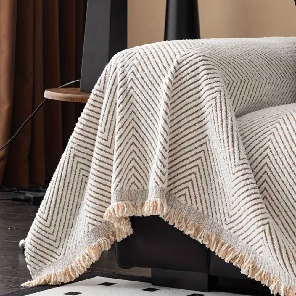 Sofa cover – Premium microfiber blend – Stripe herringbone design – Non-slip and machine washable 4