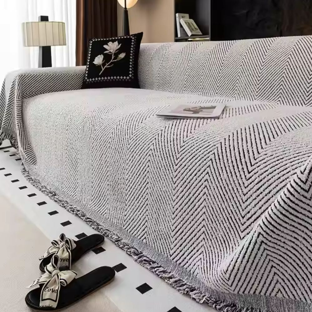 Sofa cover – Premium microfiber blend – Stripe herringbone design – Non-slip and machine washable 6