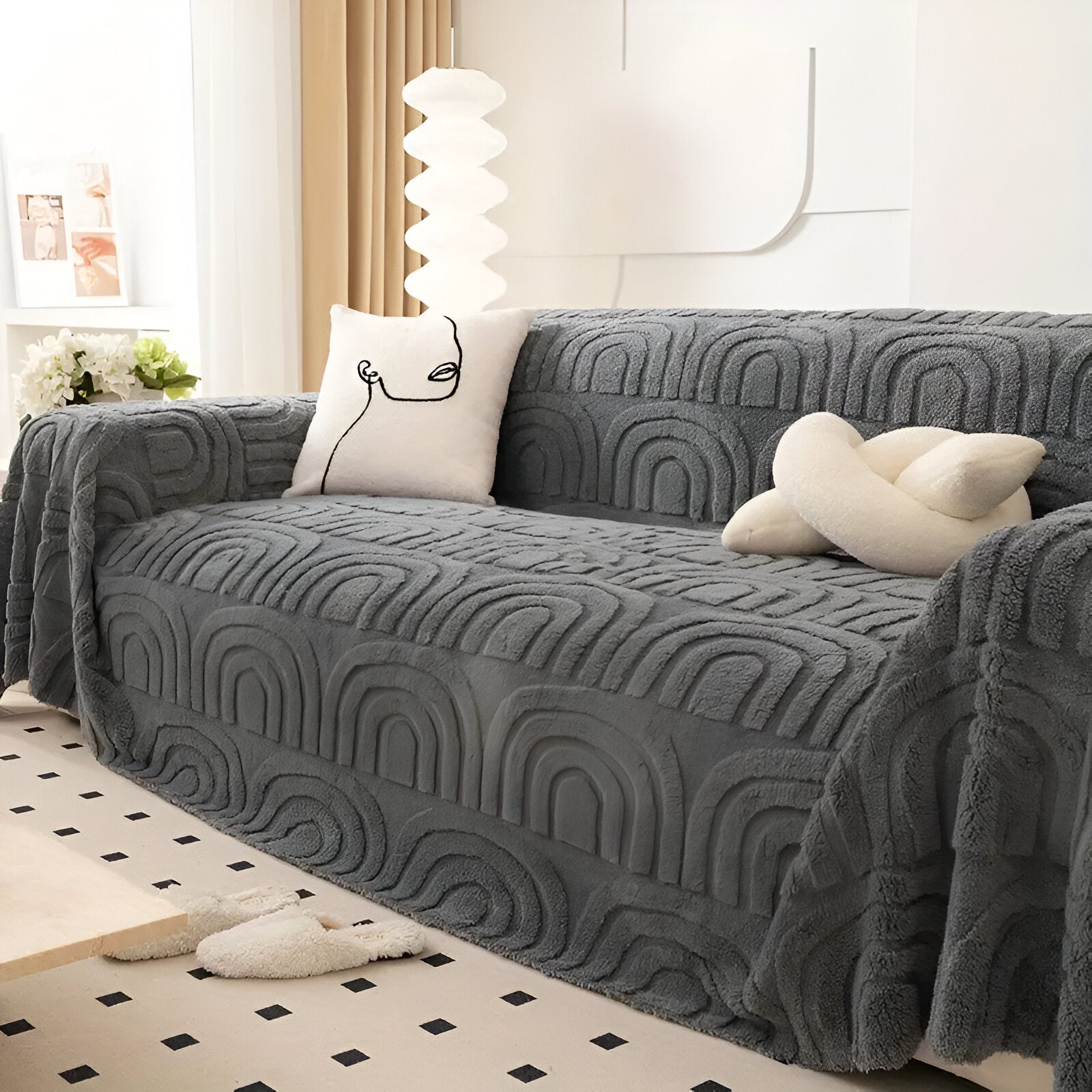 Sofa cover – Soft Shu Velveteen – Arch design – 100% polyester – Multi-purpose for living room 12