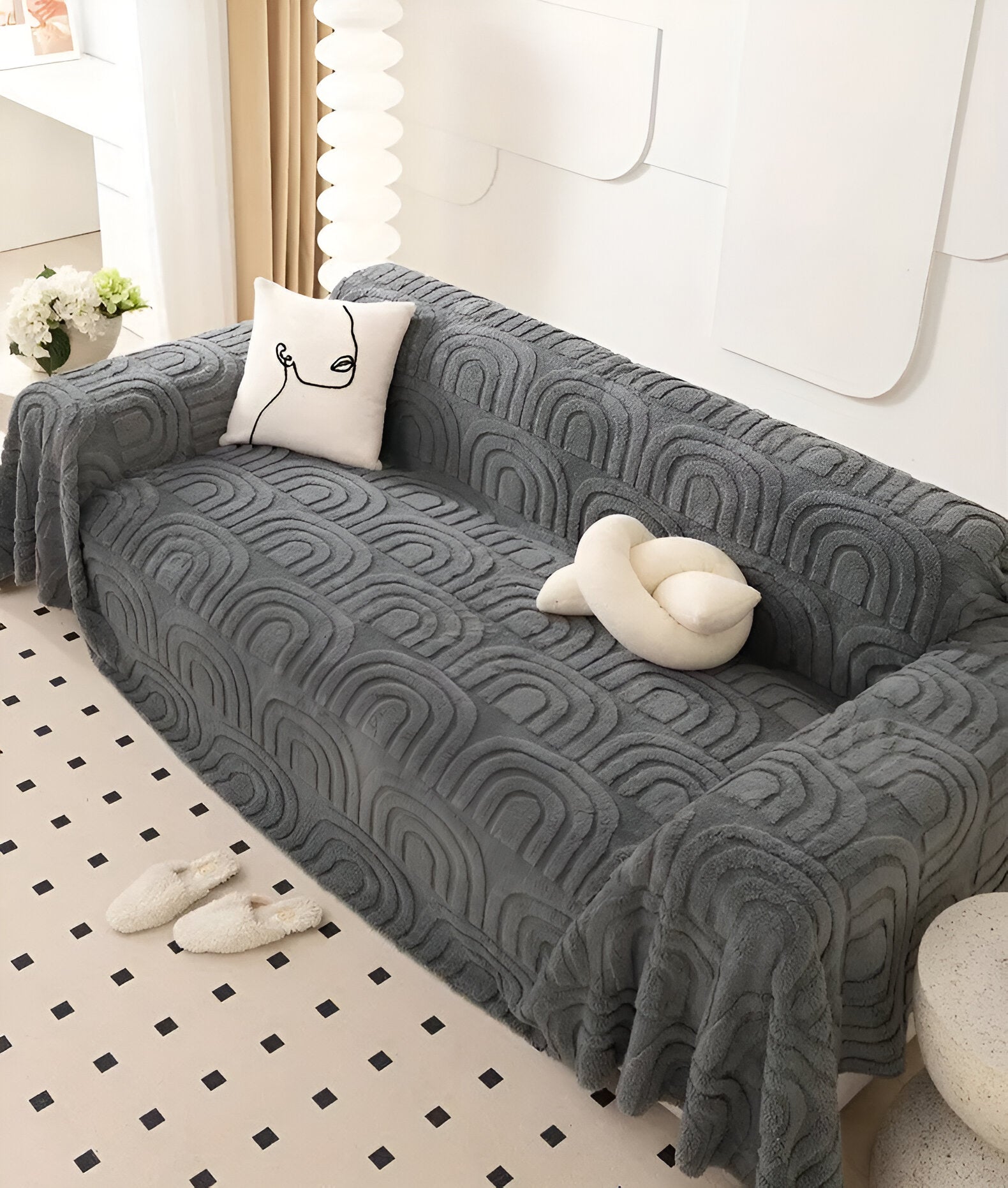 Sofa cover – Soft Shu Velveteen – Arch design – 100% polyester – Multi-purpose for living room 3