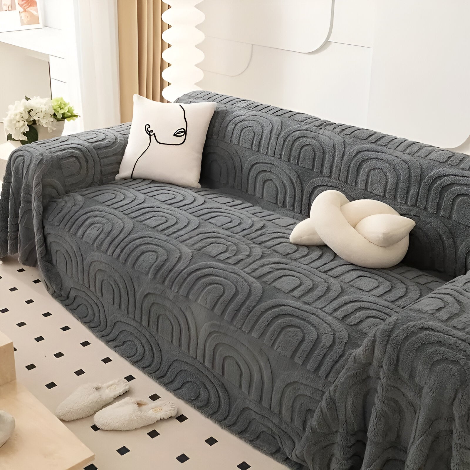 Sofa cover – Soft Shu Velveteen – Arch design – 100% polyester – Multi-purpose for living room 5