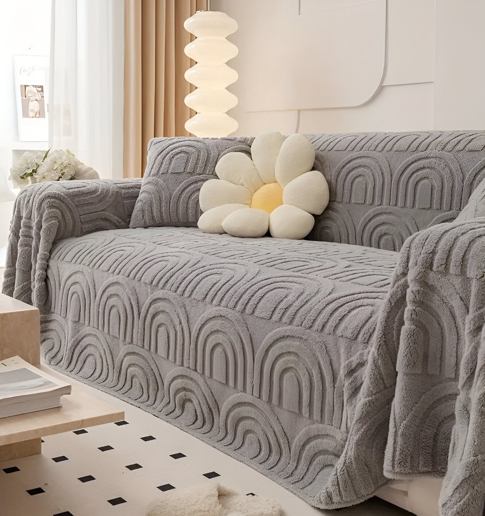 Sofa cover – Soft Shu Velveteen – Arch design – 100% polyester – Multi-purpose for living room 6