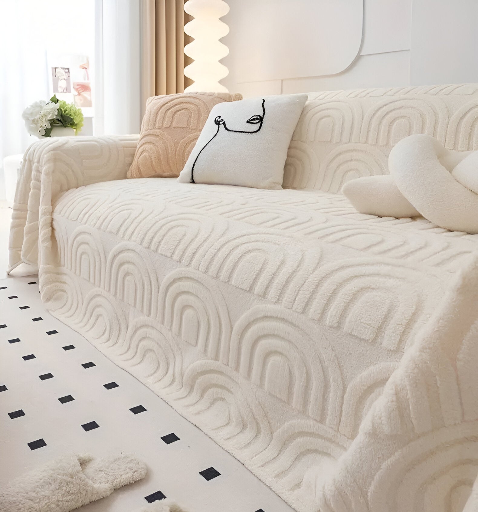 Sofa cover – Soft Shu Velveteen – Arch design – 100% polyester – Multi-purpose for living room 7