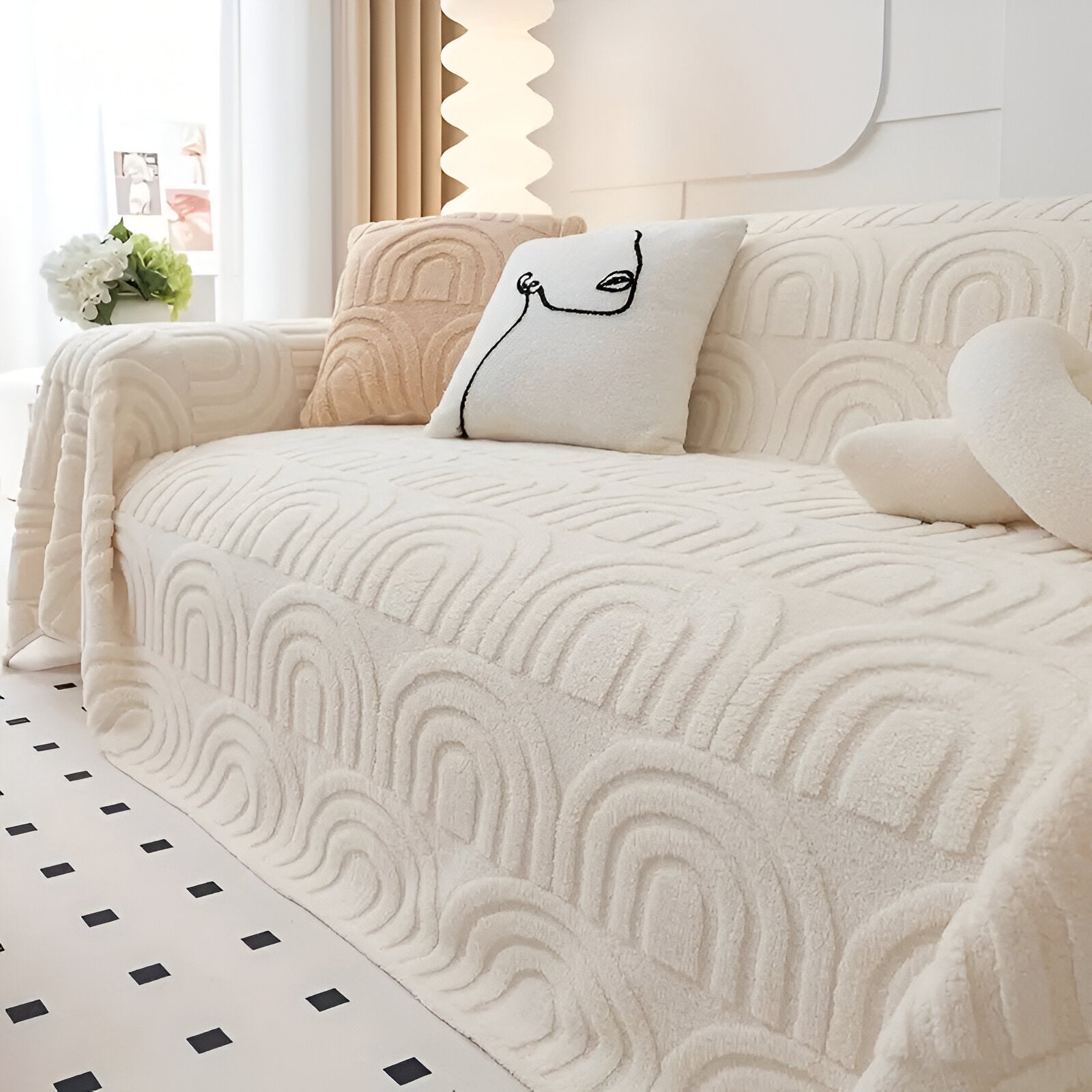 Sofa cover – Soft Shu Velveteen – Arch design – 100% polyester – Multi-purpose for living room 8