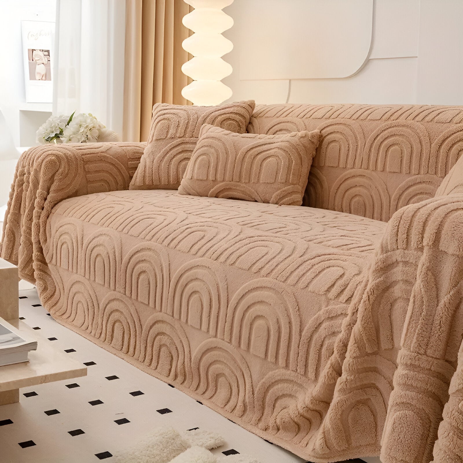 Sofa cover – Soft Shu Velveteen – Arch design – 100% polyester – Multi-purpose for living room 9