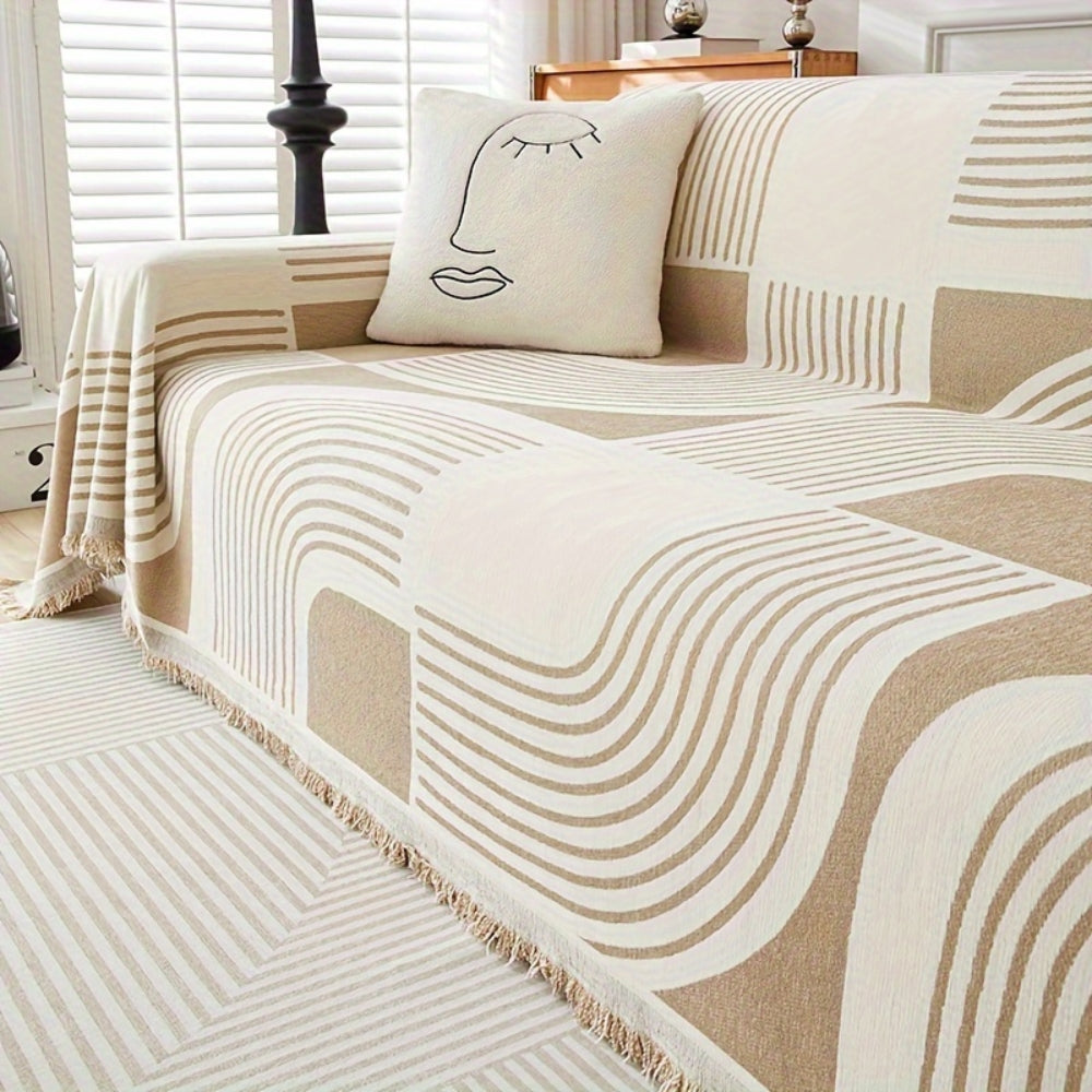 Sofa cover – Soft chenille fabric – Wavy stripe design – Reversible and machine washable 1