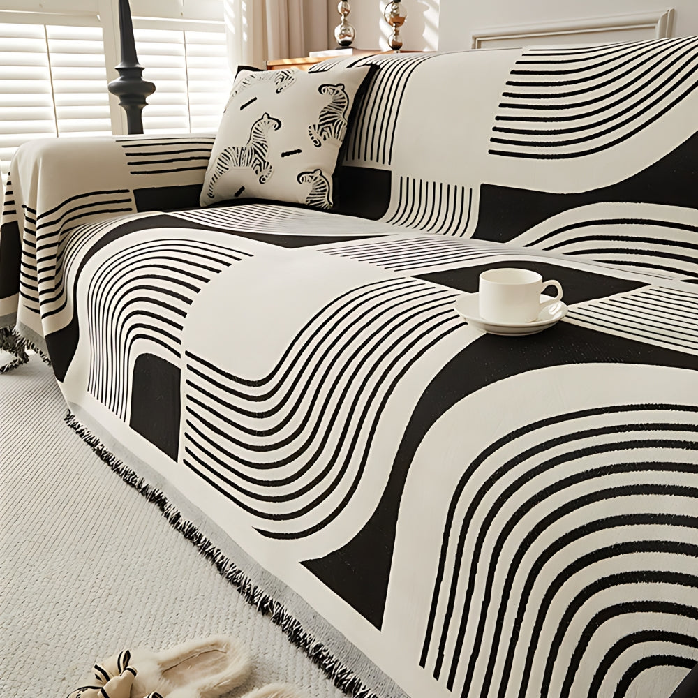 Sofa cover – Soft chenille fabric – Wavy stripe design – Reversible and machine washable 2