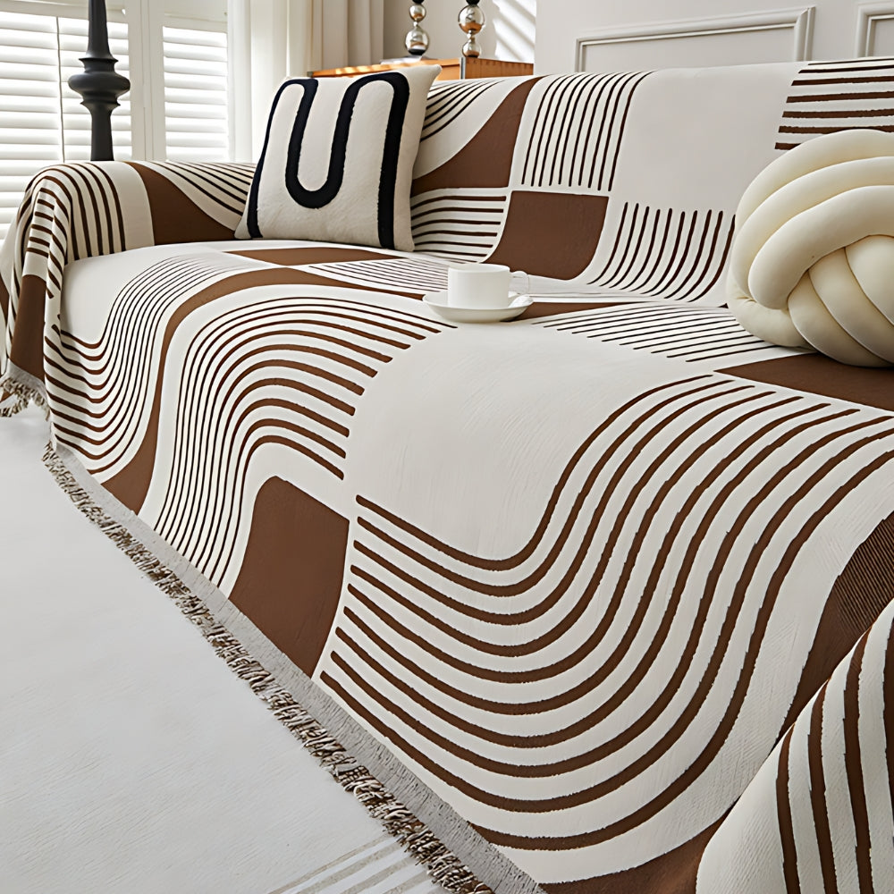 Sofa cover – Soft chenille fabric – Wavy stripe design – Reversible and machine washable 3