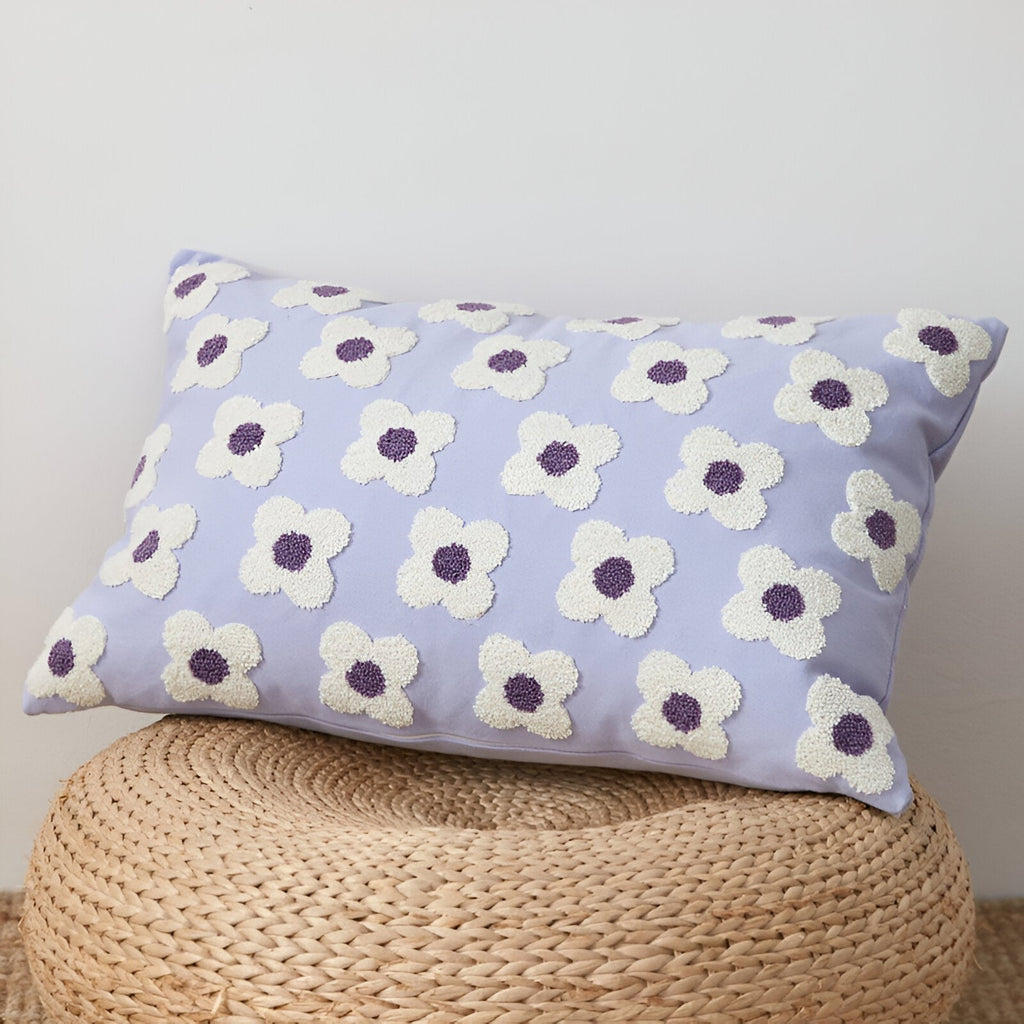 Sofa cushion – Cotton blend – Embroidered floral design – Cozy square and rectangular home accent 10