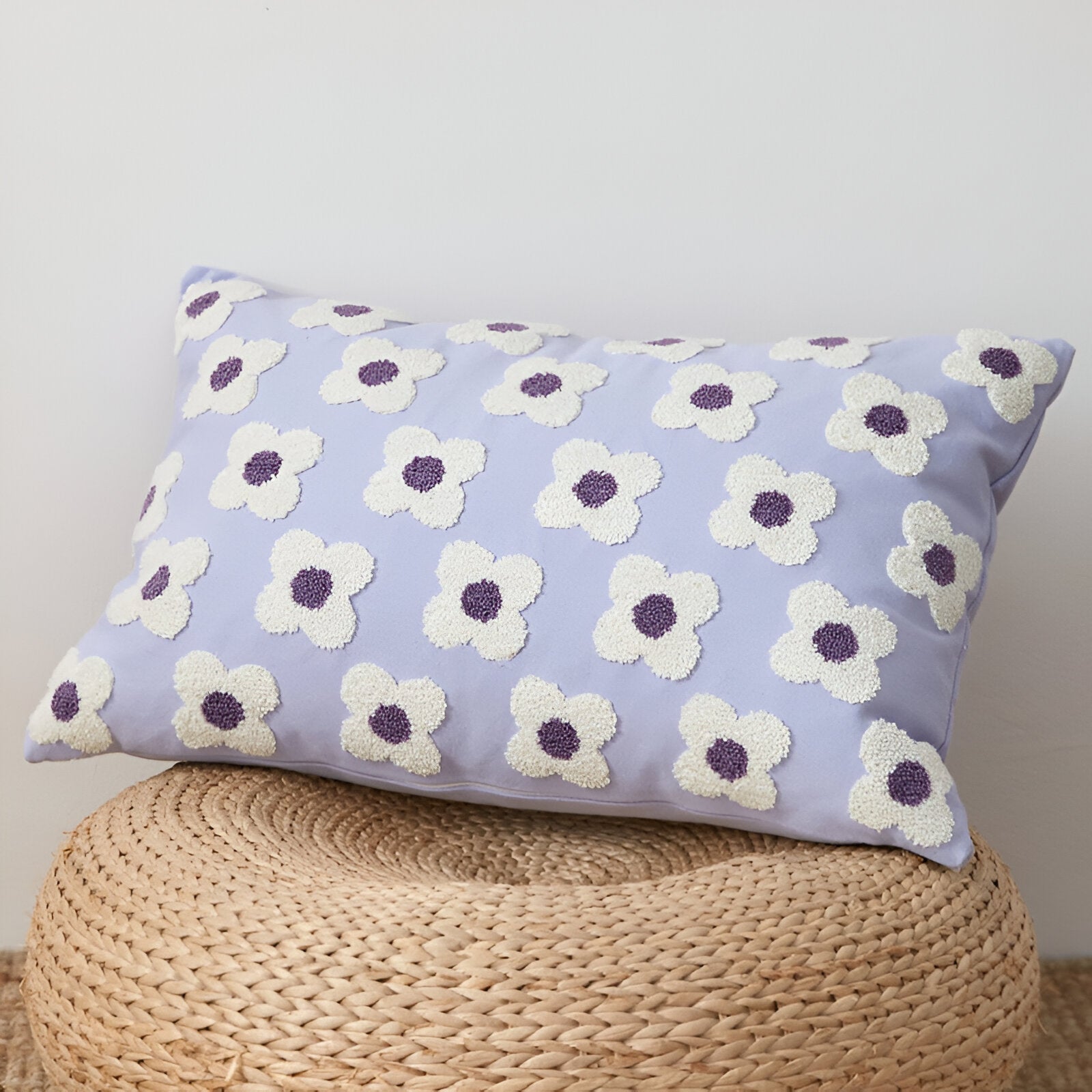 Sofa cushion – Cotton blend – Embroidered floral design – Cozy square and rectangular home accent 10
